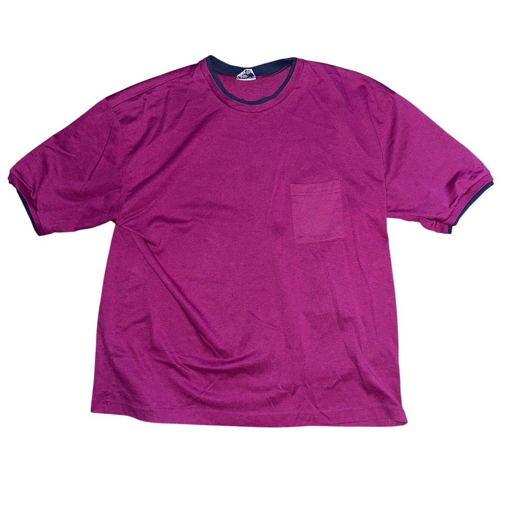 Vintage Carolina Fashion Ringer T-Shirt Magenta Purple Made in USA Mens Large